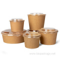 Recyclable biodegradable kraft soup bowl with lid